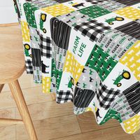 (3" small scale) farm life - wholecloth green, custom yellow, and black - woodgrain (90)