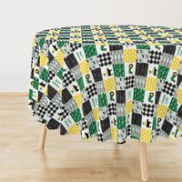 (3" small scale) farm life - wholecloth green, custom yellow, and black - woodgrain (90)