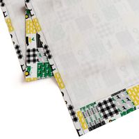 (3" small scale) farm life - wholecloth green, custom yellow, and black - woodgrain (90)