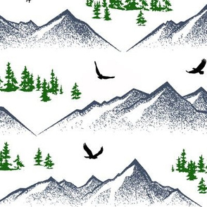 Eagle Mountain // Blue-Grey & Forest Green // Large