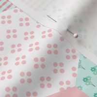 Kangaroo Baby Cheater Quilt Panel - pink & teal