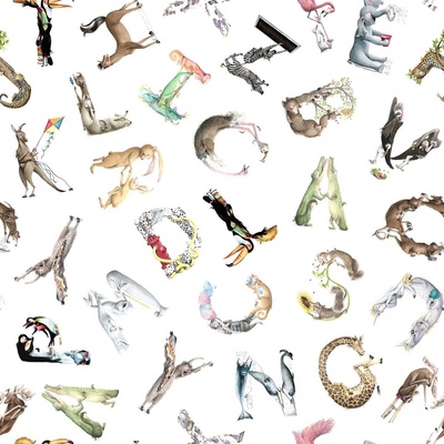 Animal Letters Fabric, Wallpaper and Home Decor | Spoonflower