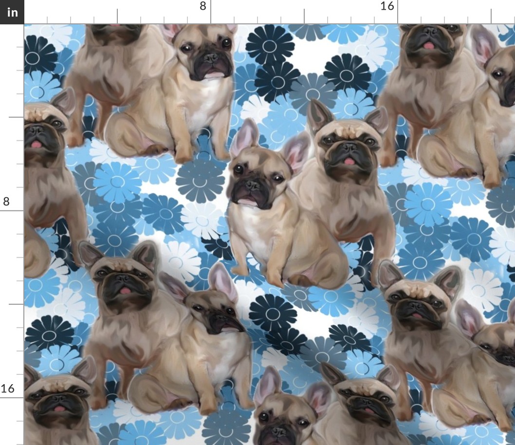 French bulldog fabric