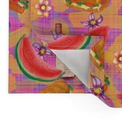 watermelon summer picnic plaid original marigold pink