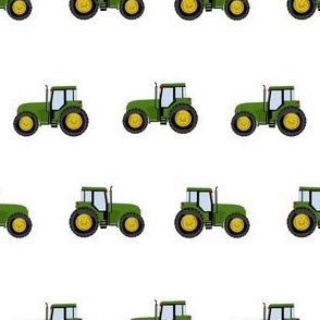 tractor farm nursery pattern with tractors white green