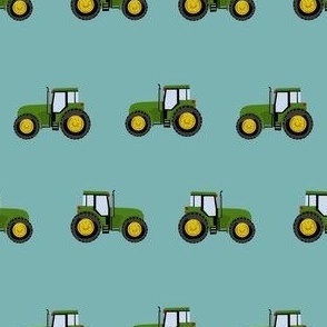 tractor farm nursery pattern with tractors teal