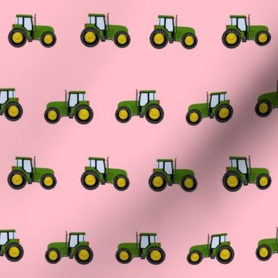 tractor farm nursery pattern with tractors pink green