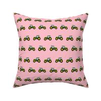 tractor farm nursery pattern with tractors pink green