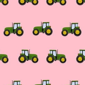 tractor farm nursery pattern with tractors pink green