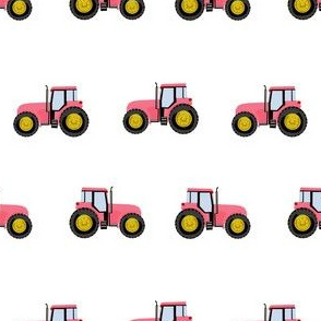 tractor farm nursery pattern with tractors white pink