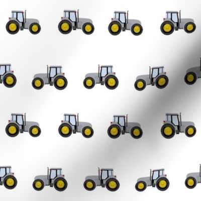 tractor farm nursery pattern with tractors white grey