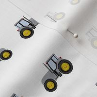 tractor farm nursery pattern with tractors white grey