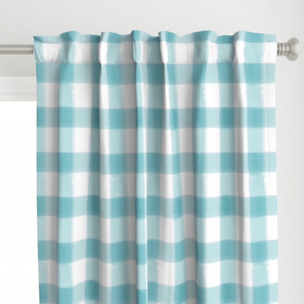 Robins egg blue buffalo plaid check