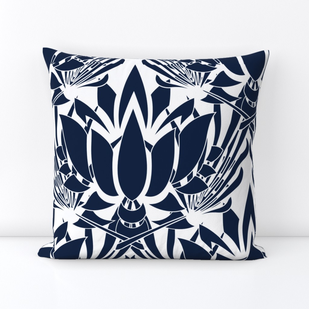 lotus wallpaper navy white wallpaper lotus flower