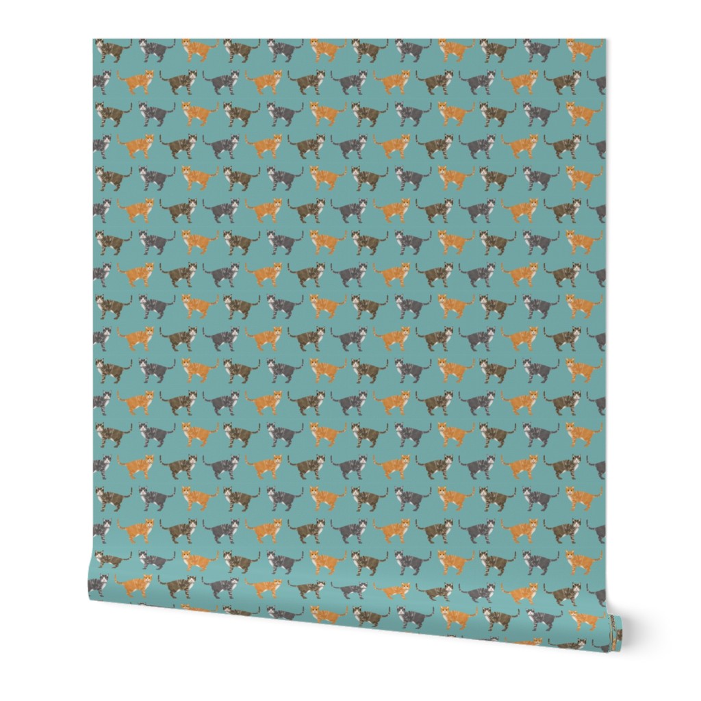 cats tabby cat fabric cute gifts for cat lovers blue