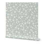 Lino Print Stars | White Stars on A Gray Green Background