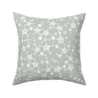 Lino Print Stars | White Stars on A Gray Green Background