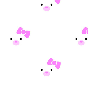 White cub in a pink bow pattern