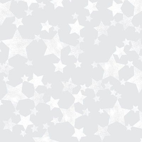 Lino Print Stars | White Stars on A Silver Gray Background