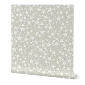 Lino Print Stars | White Stars on A Beige/Warm Gray 