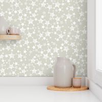 Lino Print Stars | White Stars on A Beige/Warm Gray 