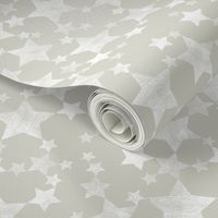 Lino Print Stars | White Stars on A Beige/Warm Gray 