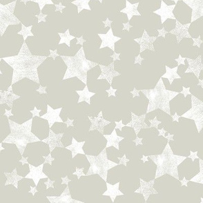 Lino Print Stars | White Stars on A Beige/Warm Gray 