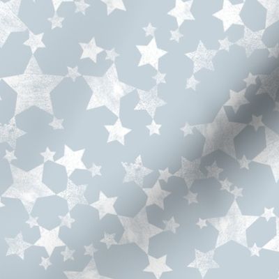 Lino Print Stars | White Stars on Blue Gray