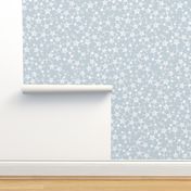 Lino Print Stars | White Stars on Blue Gray