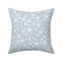 Lino Print Stars | White Stars on Blue Gray