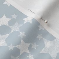 Lino Print Stars | White Stars on Blue Gray