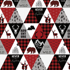 4" buffalo plaid triangle cheater quilt, adventure awaits