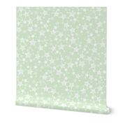 Lino Print Stars | White Stars on Mint Green