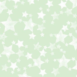 Lino Print Stars | White Stars on Mint Green