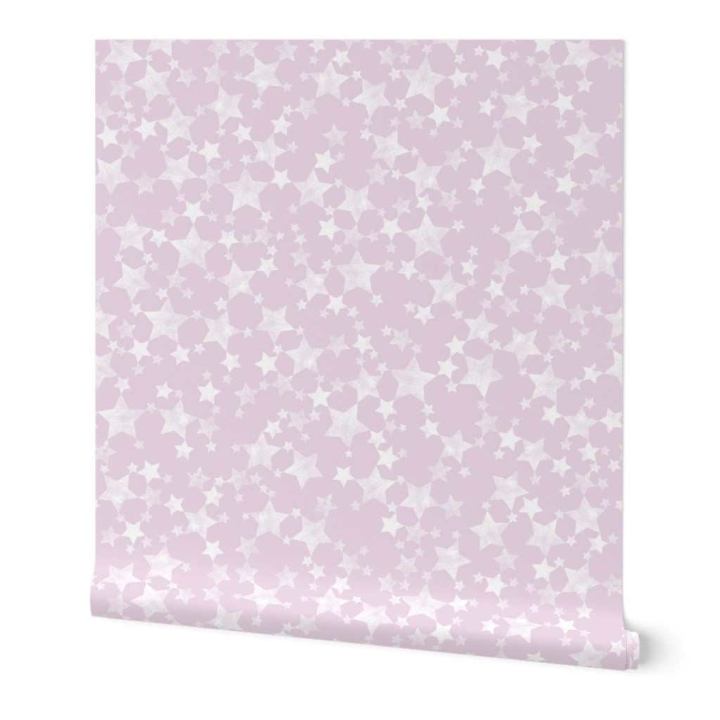 Lino Print Stars | White Stars on Pink