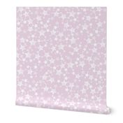 Lino Print Stars | White Stars on Pink