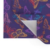 Butterflies in Flight/Violet, Red, Turquoise, Gold