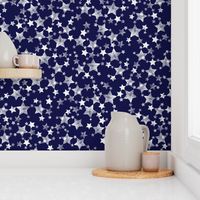 Lino Print Stars | White Stars on Midnight Blue