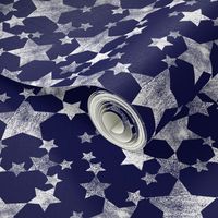 Lino Print Stars | White Stars on Midnight Blue