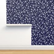 Lino Print Stars | White Stars on Midnight Blue