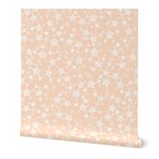 Lino Print Stars | White Stars on Peach/Apricot