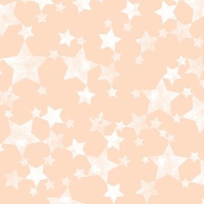 Lino Print Stars | White Stars on Peach/Apricot