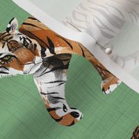Tiger Walk - Larger Scale on Green