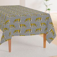 Tiger Walk - Larger Scale Yellow Orange on Grey