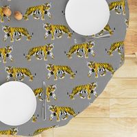 Tiger Walk - Larger Scale Yellow Orange on Grey