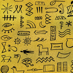 hieroglyphics on gold