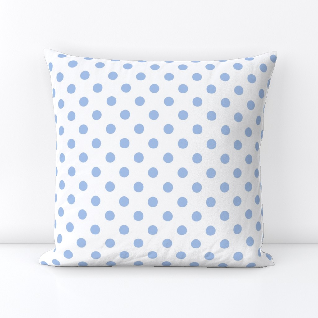 polka dots/blue on white