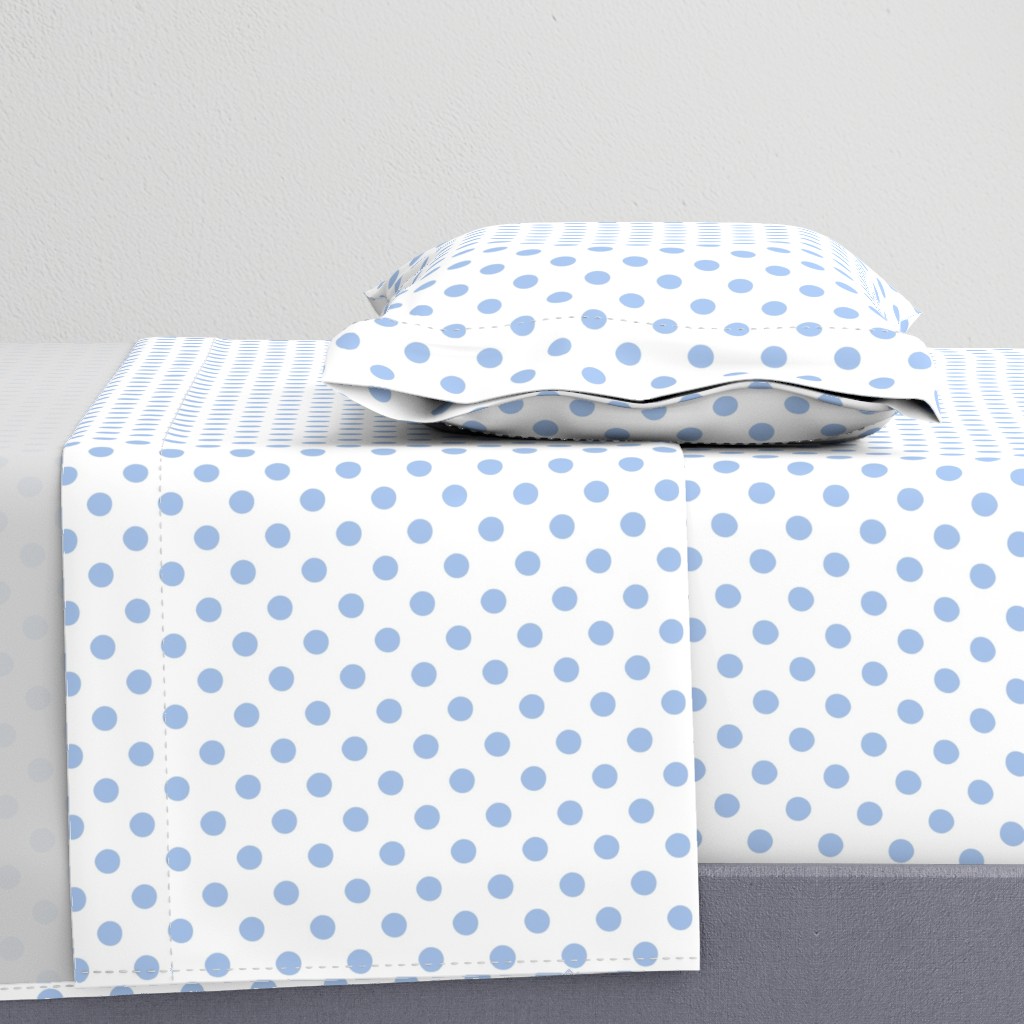 polka dots/blue on white