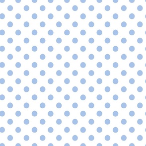 polka dots/blue on white