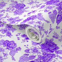 Large Watercolor Floral/Lilac and Violet on White